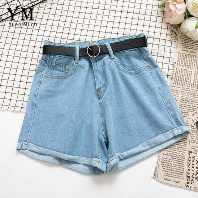 All Match Sashes Casual Women Denim Shorts