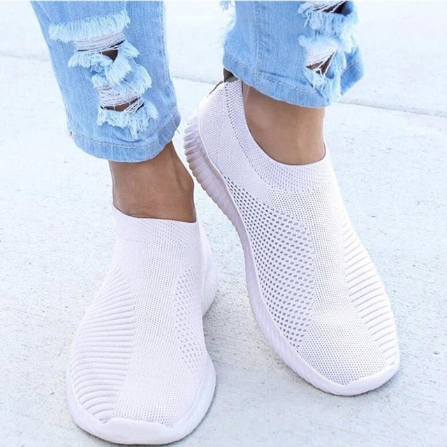 Women Flat Slip on White Shoes