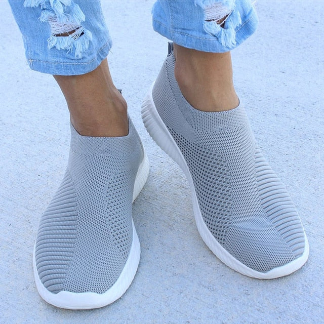 Women Flat Slip on White Shoes