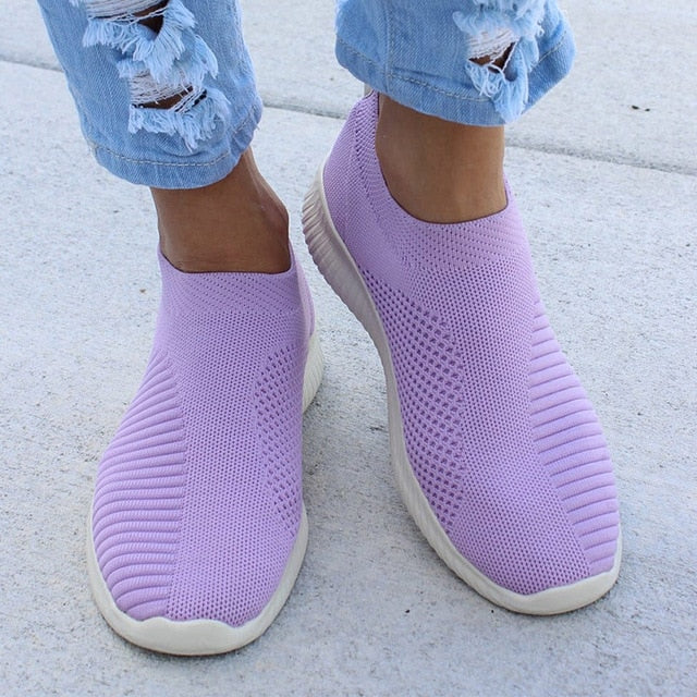 Women Flat Slip on White Shoes