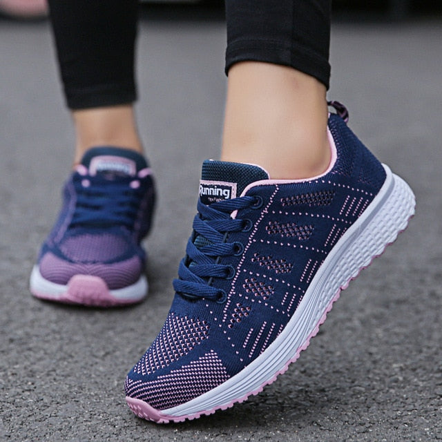 Women Fashion Breathable Walking Mesh Flat Shoes