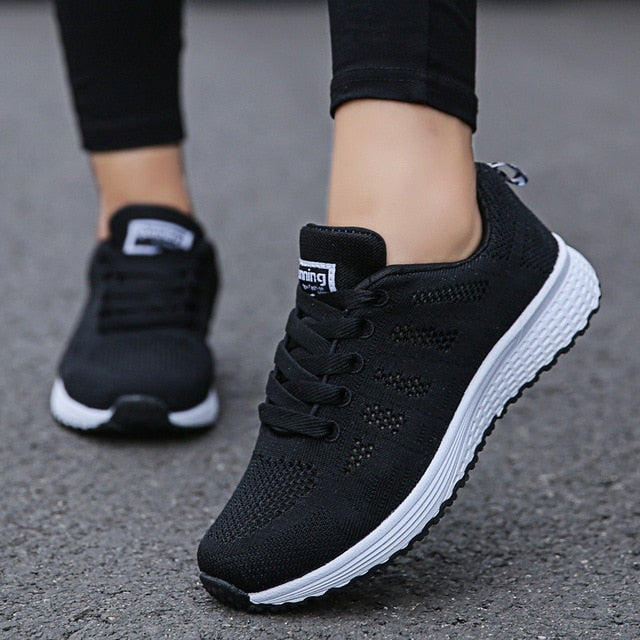 Women Fashion Breathable Walking Mesh Flat Shoes