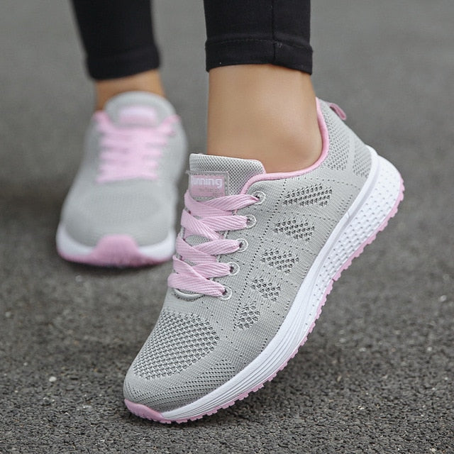 Women Fashion Breathable Walking Mesh Flat Shoes