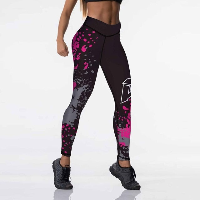 Qickitout 12%spandex Sexy High Waist Elasticity Women Digital Printed Leggings Push Up Strength Pants