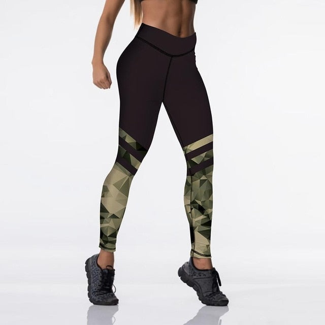 Qickitout 12%spandex Sexy High Waist Elasticity Women Digital Printed Leggings Push Up Strength Pants