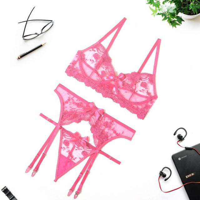 Embroidery Sexy Lingerie Women Thin Transparent Lace