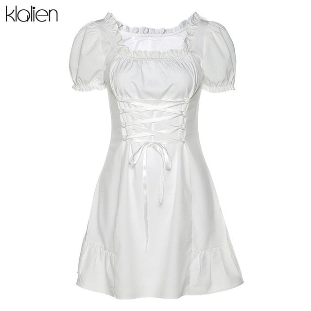 Fashion Elegant Bow White Female Mini Dress