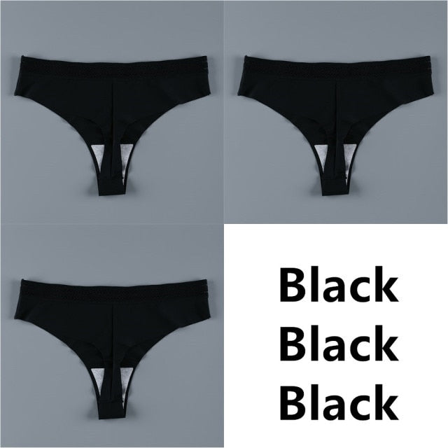 Panties For Women Seamless Panty Set Solid Invisible Underwear Sexy Low Waist Briefs Women&#39;s Underpants Lingerie Dropship 3 Pcs