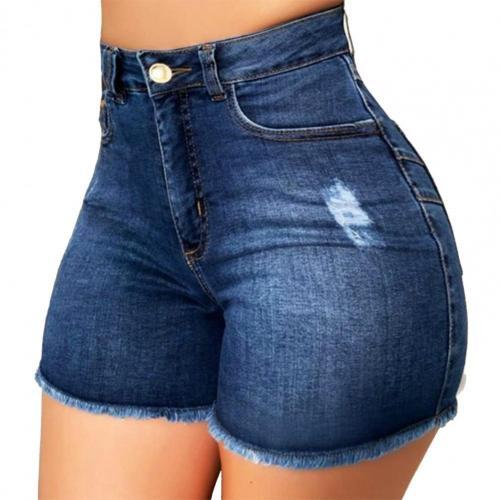 Women&#39;s denim shorts Summer Lady Clothing High Waist Denim Shorts Women&#39;s  Fringe Frayed Ripped Jeans Hot Shorts With Pockets