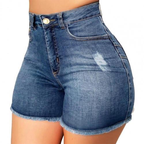 Women&#39;s denim shorts Summer Lady Clothing High Waist Denim Shorts Women&#39;s  Fringe Frayed Ripped Jeans Hot Shorts With Pockets