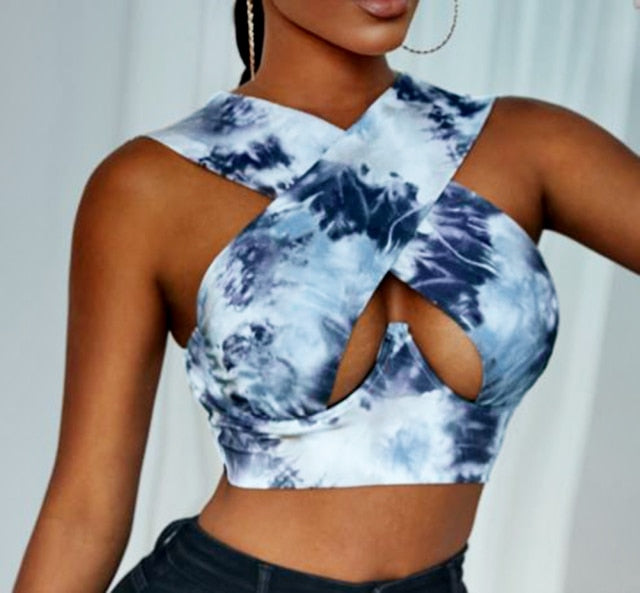 Women&#39;s Criss Cross Tank Tops Sexy Sleeveless Solid Color Cutout Front Crop Tops Party Club Streetwear Summer Lady Bustier Tops